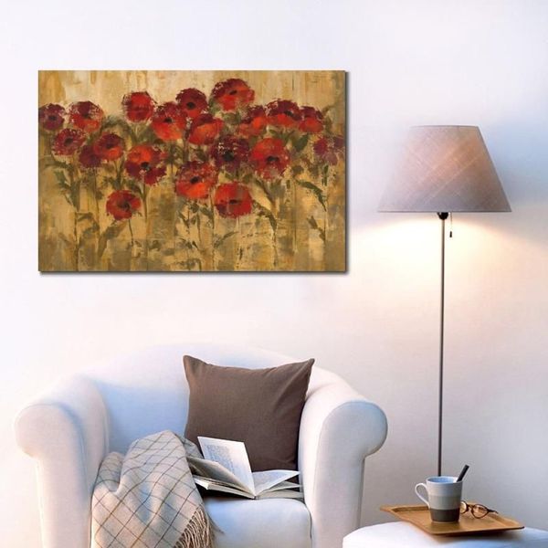 Pinturas al óleo abstractas hechas a mano, flores, sol, arte moderno Floral sobre lienzo para decoración de pared de salón, comedor, 280w