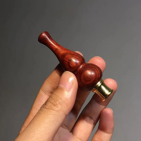 Porte-cigarette en forme de gourde en bois de rose lobulaire africain fait à la main – Mini porte-cigarette traditionnel naturel pur pour accessoires de fumage à 3 usages pour hommes
