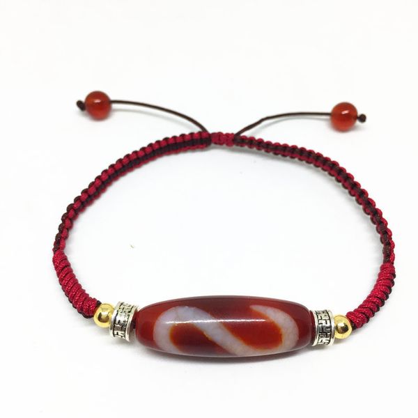 Bracelet réglable fait à la main Agate Money Hook Tibétain Dzi Perle Amulette Bonne Chance Couleur Rouge Haute Qualité CX200612