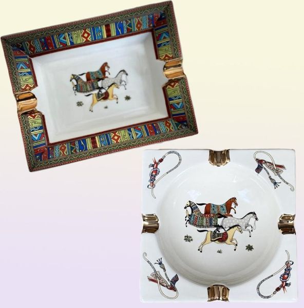 Cenicero de cigarros de cerámica con diseño de rejilla de arte hecho a mano, bonito soporte para bandeja de ceniza de humo de lujo, accesorios de escritorio para mesa de hogar, regalos de decoración 9802957