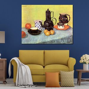 Handgemaakte kunstwerken canvas schilderijen van Vincent van Gogh Stilleven met blauwe emaille koffiepot moderne kunst keuken kamer decor