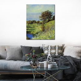 Handgemaakt kunstwerk op canvas Kliffen van Varengeville Windvlaag Claude Monet Schilderij Platteland Landschappen Office Studio Decor