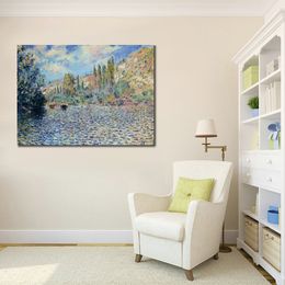 Handgemaakte kunstwerken op canvas De Seine in Vetheuil Claude Monet Schilderij Platteland Landschappen Office Studio Decor