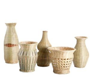 Vase de table créatif en bambou fait à la main, panier tissé, plante polyvalente, Pots de fleurs décoratifs pour la maison, Vases décoratifs 1155592