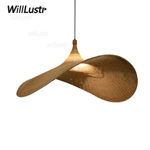 Handgemaakte Bamboe Hoed Hanglamp Natuurlijke Materiaal Verlichting Restaurant Hotel Home Dinning Room Cafe Bar Shop Hand Gebreide Suspension Light