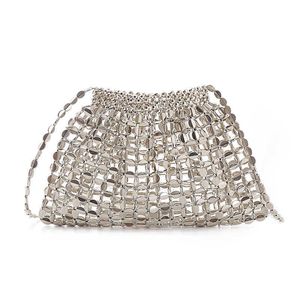 Bolsa de perlas con cuentas hechas a mano INS versátil Internet Celebrity Handbag tejido DIY Diagonal Cross Women S Teléfono móvil 240403