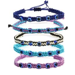 Hebras de cuentas hechas a mano pulsera Turquía azul mal de ojo pulsera del encanto para las mujeres cuerda trenzada cuerda Fátima cuentas cadena brazalete joyería de moda