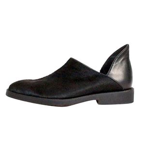 Oxfords en cuir véritable pour hommes, chaussures Vintage en fourrure de mors noire faites à la main, mocassins Brogue