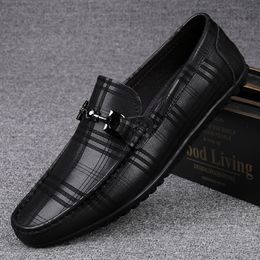Robe en cuir italien noir fait à la main authentique les mocassins décontractés officiels pour hommes chèques mocassins Chaussures 2 19