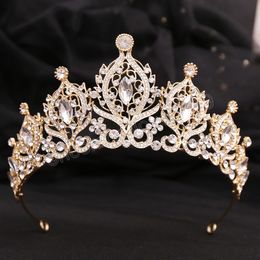Handgemaakte blauwe kristal kralen kroon voor vrouwen meisjes bruiloft bruid koningin bruids tiara's haarjurk accessoires hoofdbanden