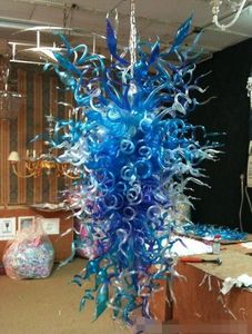 Handgemaakte Blauw Italiaans Geblazen Glas Kroonluchter Lampen Keuken Opknoping Lamp Design Modern Home Murano Indoor Light armaturen