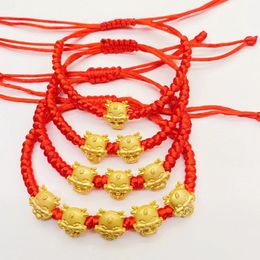 Handgemaakte gevlochten Chinese stijl rode snaar armbanden Dragon kralen bescherming Gezondheid Lucky Happiness Charm Birthday sieraden
