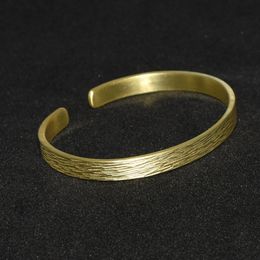 Handgemaakte messing glanzende geometrische opening armband sieraden voor vrouwen gehamerd eenvoudige mode verstelbare armbanden antiek meisje cadeau 240416