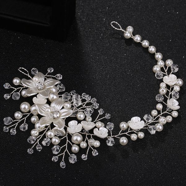 Accessoires de cheveux de mariée faits à la main en forme de fleur perle de cristal torsadée bande de cheveux chaîne de cheveux doux accessoires de mariage accessoires de cheveux en gros