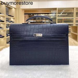 Porte-documents d'affaires fait à la main 38 cm en cuir véritable pour hommes porte-documents véritable pour hommes 2023 nouveau style horizontal sac pour hommes simple brume face crocodile du Nil