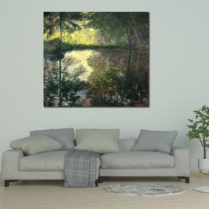 Handgemaakte canvaskunst Claude Monet die de vijver in Montgeron Village Landscape Artwork Badkamer Decor schildert