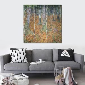 Toile faite à la main Art Gustav Klimt peinture bouleau forêt 1903 paysage oeuvre Home Office Decor