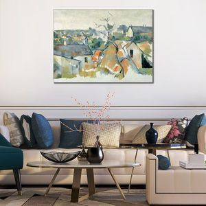 Handgemaakte Canvas Art Les Toits Paul Cezanne Schilderij Impressionistisch Landschap Kunstwerk Badkamer Decor