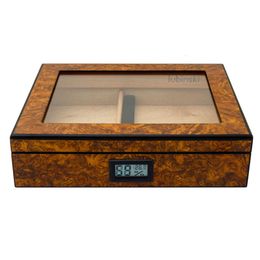 Handgemaakte sigaar humidor houten sigarenkist moderne glazen top ceder houten opslagcase op maat