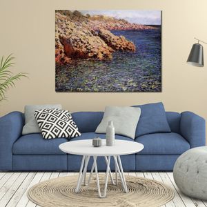 Pintura al óleo hecha a mano de Claude Monet rocas en la costa mediterránea 1888 arte moderno en lienzo paisaje moderno decoración para sala de estar