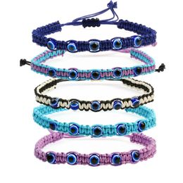 Handgemaakte Kleurrijke Kralen Armband Turkije Blauw Boze oog Bedelarmband Voor Vrouwen Gevlochten String Touw Fatima Kralen Chain Bangle Mode-sieraden