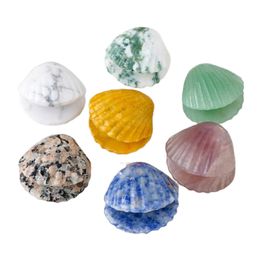 Handgemaakte Craved Gemstone Clam Ornament voor Home Decor Sea Shell Conch Beeldjes Accessoires Aquarium Decoratie