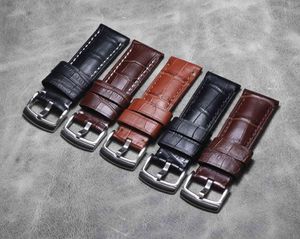 Bracelet en Crocodile fait à la main peau d'alligator en cuir véritable bande de haute qualité Bracelets de ceinture 24mm accessoires de montre hommes