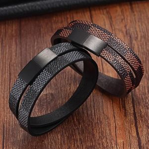 Pulseras cruzadas hechas a mano con puño ancho, pulseras magnéticas de cuero genuino de acero inoxidable, pulseras para hombres, brazaletes para mujeres, joyería 311Q