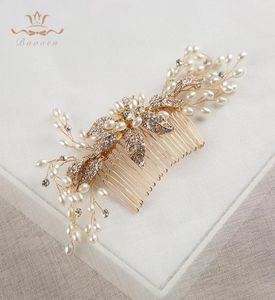 Handgemaakte kristallen bloem bruiloft haar kam goud bruids kopstuk vrouwen accessoires T19062846486671209513