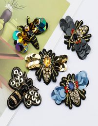 Rigiane en cristal artisanal perlé séquestre Patche abeilles forme de mode coudre sur patch perlé pour vêtements appliques perlées mignonnes diy7216681