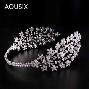 Fait à la main zircon cubique mariée mariage doux bandeau bandeau diadème cheveux bijoux accessoires postiches chapeaux 210707