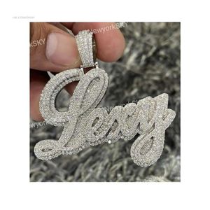 Fait à la main personnalisé Hip Hop glacé réel VVS Moissanite rond coupe diamant pendentifs lettre pendentif fabricant bijoux fins pour hommes