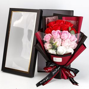 Handgemaakte decoratie bloemen mooie kunstmatige bouquetten 18 stks zeep rozen bruiloft bruid verjaardag moederdag huidige geschenk