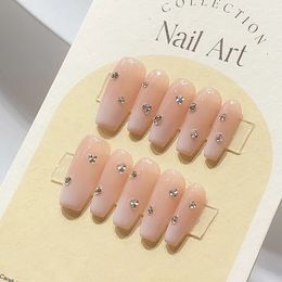 Fait à la main Délicat Diamant Français Faux Presse Sur Ongles Long Trapèze Manucuré Décoration Portable Artificiel XS S M Taille 240113