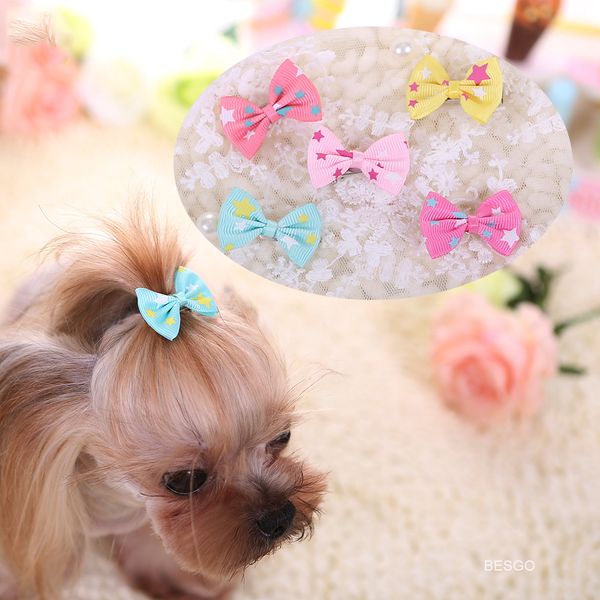 Main Chat Chien Mignon Cheveux Arcs 4.5 cm Chat Chiot Toilettage Arcs Belle Étoile Imprimer Pince À Cheveux Pet Cheveux Accessoires En Gros DBC BH2850