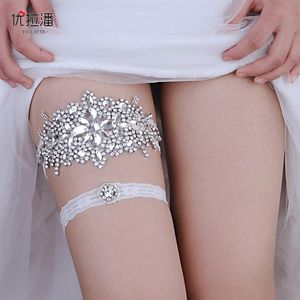 Diamant fait à la main jarretière de mariée accessoires jambe Sexy dentelle blanche bord princesse Style cuisse anneaux dames anneau bande accessoire de mariage 292I