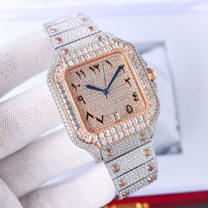 Montre en diamant faite à la main pour hommes, mouvement mécanique automatique 8215, saphir de 40mm avec bracelet en acier serti de diamants, montres-bracelets d'affaires, Montre de Luxe