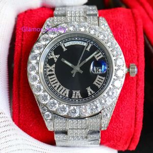 Montre pour hommes de montre diamant fait à la main 42 mm Mouvement mécanique automatique Sapphire Femmes de bracelet Montre de Luxe