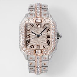 Handgemaakte diamanten horloge herenhorloges automatisch mechanisch 40 mm saffier met met diamanten bezaaide stalen armband polshorloge Montre de Luxe