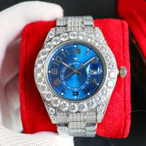 Handgemaakte diamanten horloge herenhorloges automatisch mechanisch 2824 beweging 42 mm saffier damespolsband Montre de Luxe