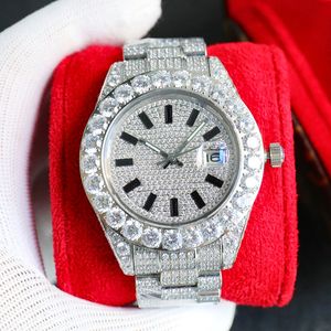 Montre en diamant faite à la main pour hommes, automatique, mécanique, mouvement 2824, 42mm, saphir, montre-bracelet de Luxe pour dames