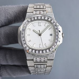 Handgemaakte diamanten horloge heren horloges automatisch mechanisch 8215 beweging 40 mm saffier waterdichte dames polsband Montre de luxe