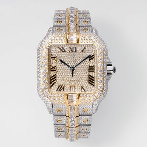 Handgemaakte diamanten horloge heren horloges automatisch mechanisch 40 mm saffier met diamant bezaaid stalen armband polsband Montre de luxe