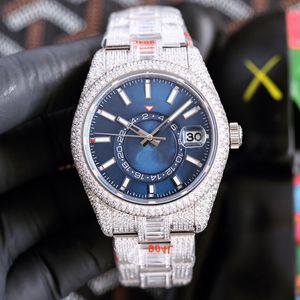 Handmade Diamond Watch Mens Watches Mouvement mécanique automatique 41 mm saphir avec bracelet en acier étouffée de diamants Montre Montre de Luxe