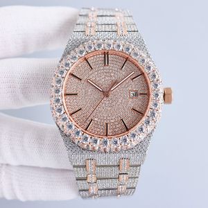 Reloj de diamantes hecho a mano Reloj mecánico automático para hombre de 42 mm con acero con incrustaciones de diamantes 904L Zafiro Ladi Busins Reloj de pulsera Montre de Luxe