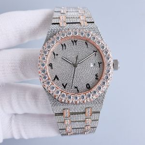 Handgemaakte diamanten horloge automatische mechanische herenhorloges 42 mm met diamanten bezaaid staal 904L saffier dames zakelijk polshorloge Montre de Luxe