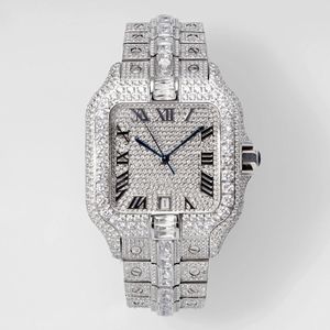 Handgemaakte diamanten horloge heren horloges automatisch mechanisch 40 mm saffier met diamanten bezaaid stalen armband polshorloge Montre de luxe