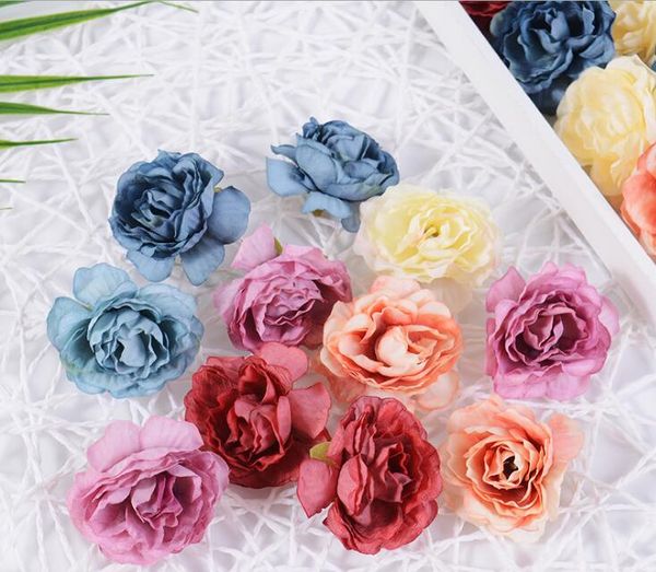 Tela DIY hecha a mano, cabeza de flor rosa, flor de seda, nuevo producto, gran oferta, flor artificial, decoración del hogar GD1141