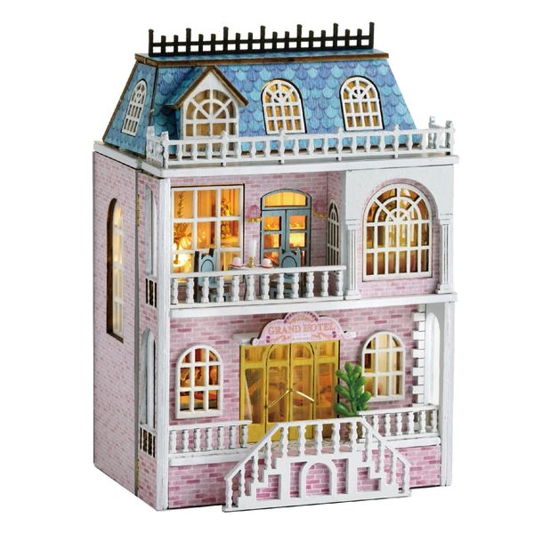 Maison de poupée faite à la main, Mini assemblage de maison, modèle de construction en bois, bricolage Miniature avec Kits de meubles, jouet pour enfants, cadeau 240321