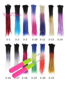 Handgemaakte Dreadlocks Hair Extensions Synthetisch Haak Haarvlechten met Haak Haak Gift Ombre Kleur Vlechten Haar voor Hip-Hop voor Man Vrouwen